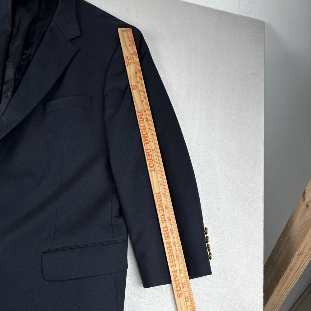 Brooks Brothers Mens Black Wool Blazer 50L Gold Buttons Classic business office
